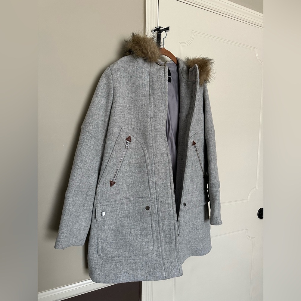 Jcrew Stadium Nello Gori Coat with faux fur hood - Picture 2 of 12
